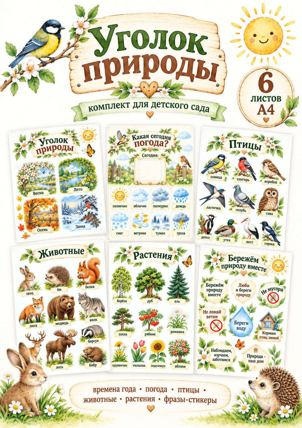 Комплект шаблонов "Уголок природы"
