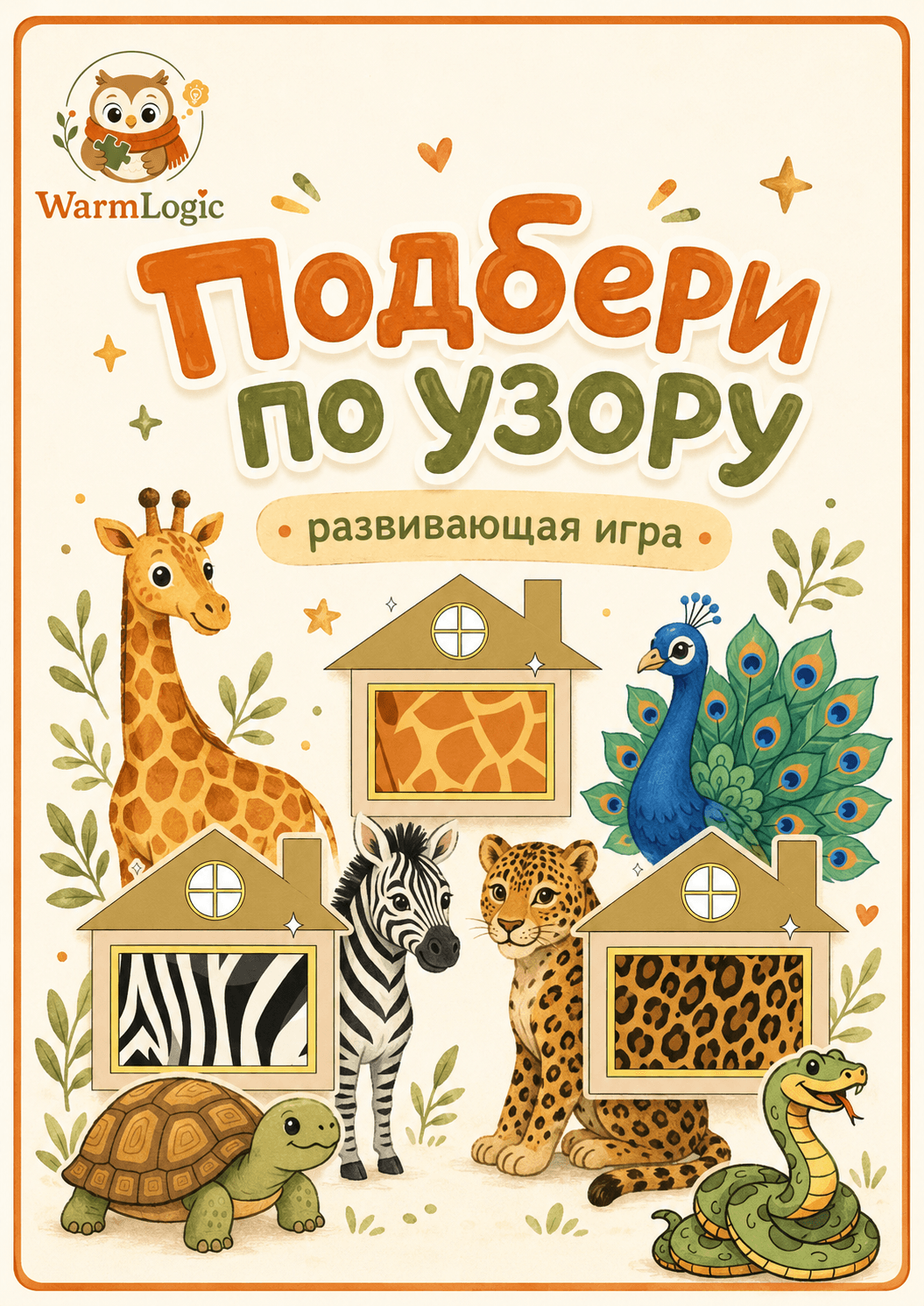Подбери по узору: Животные и домики